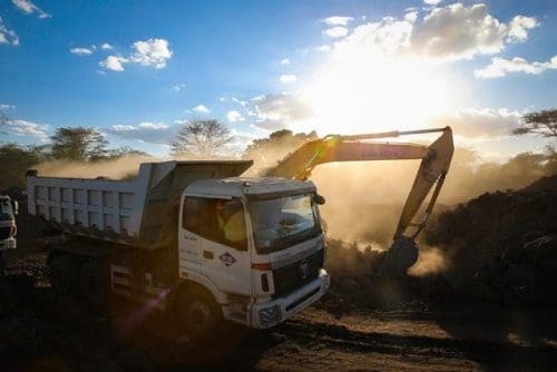 A truck waits at a quarry to pick up stones on section six of Kenya's Standard Gauge Railway project, near Makueni, Kenya, on March 17, 2015. The project, expected to cost 3.8 billion U.S. dollars, involves the construction of about 480 kilometer railway line from the port city Mombasa to the capital city Nairobi. China Roads and Bridges Corporation (CRBC) is undertaking the project. (Xinhua/Pan Siwei) A truck waits at a quarry to pick up stones on section six of Kenya's Standard Gauge Railway project, near Makueni, Kenya, on March 17, 2015. The project, expected to cost 3.8 billion U.S. dollars, involves the construction of about 480 kilometer railway line from the port city Mombasa to the capital city Nairobi. China Roads and Bridges Corporation (CRBC) is undertaking the project. (Xinhua/Pan Siwei)