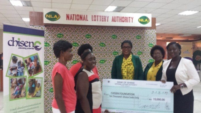 Mrs Maame Kesewa Dolphin, Corporate Communications Manager of NLA presenting the dummy cheque to the Trustee of the Foundation, Madam Cynthia Mawusi Boadi. Mrs Maame Kesewa Dolphin, Corporate Communications Manager of NLA presenting the dummy cheque to the Trustee of the Foundation, Madam Cynthia Mawusi Boadi.