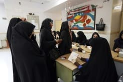 Iranian women vote in the second round of parliamentary elections at a polling station in the town of Robat Karim, southwest of the capital Tehran Iranian women vote in the second round of parliamentary elections at a polling station in the town of Robat Karim, southwest of the capital Tehran