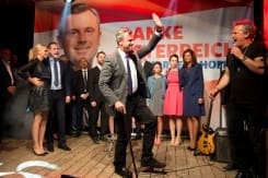 AFP / Joe Klamar Austrian Freedom Party presidential candidate Norbert Hofer (R) joins supporters at an event during the election at the Prater Alm Bar, in Vienna, Austria, on May 22, 2016 AFP / Joe Klamar Austrian Freedom Party presidential candidate Norbert Hofer (R) joins supporters at an event during the election at the Prater Alm Bar, in Vienna, Austria, on May 22, 2016