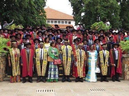 Education UG Congregation Professor Ernest Aryeetey (middle) in a group photo with other dignitaries at the congregation