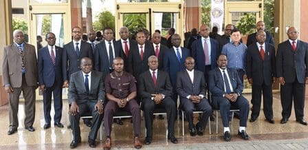 Veep APUA1 Vice President Amissah-Arthur in a group photograph with Executives of APUA.