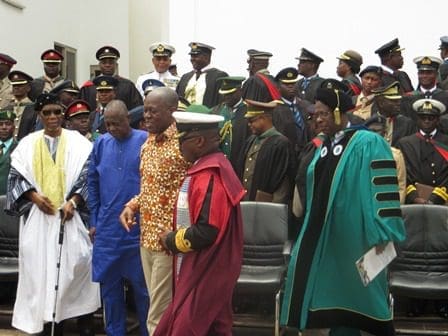 Dignitaries at the event (from left): General Hamidu, Mr Benjamin Bewa-Nyog Kombour, Mr Paa Kwesi Bekoe Amissah-Arthur, Rear Admiral Seth Amoama, and Professor Franklyn A. Manu. Dignitaries at the event (from left): General Hamidu, Mr Benjamin Bewa-Nyog Kombour, Mr Paa Kwesi Bekoe Amissah-Arthur, Rear Admiral Seth Amoama, and Professor Franklyn A. Manu.