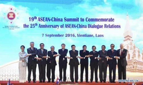 Chinese Premier Li Keqiang (5th L) attends the 19th summit between China and the Association of Southeast Asian Nations (ASEAN) to commemorate the 25th Anniversary of China-ASEAN Dialogue Relations, in Vientiane, Laos, Sept. 7, 2016. (Xinhua/Gao Jie) Chinese Premier Li Keqiang (5th L) attends the 19th summit between China and the Association of Southeast Asian Nations (ASEAN) to commemorate the 25th Anniversary of China-ASEAN Dialogue Relations, in Vientiane, Laos, Sept. 7, 2016. (Xinhua/Gao Jie)