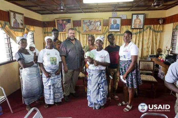 USAID/Ghana Mission Director Andy Karas meets with former victims of child labor and trafficking in Moree. These are now anti-child labor advocates, with support from USAID. Credit: Yooku Ata-Bedu, USAID/Ghana