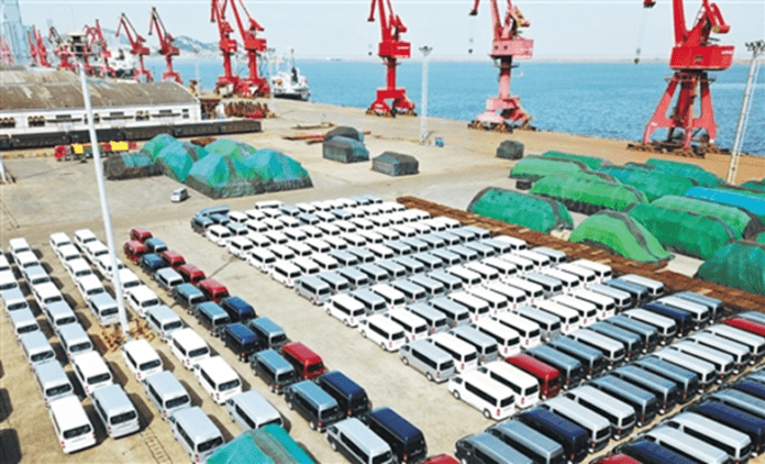 passenger vehicles China-produced passenger vehicles are waiting to be shipped at the port of Lianyungang, eastern China’s Jiangsu province on March 5, 2018. The port handled a cargo capacity of nearly 40 million tons in the first two months of 2018, up 4 percent year on year. (Photo by Economic Daily)