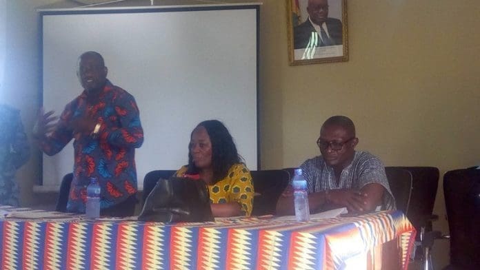Mr. Augustine Collins Ntim addressing the workers