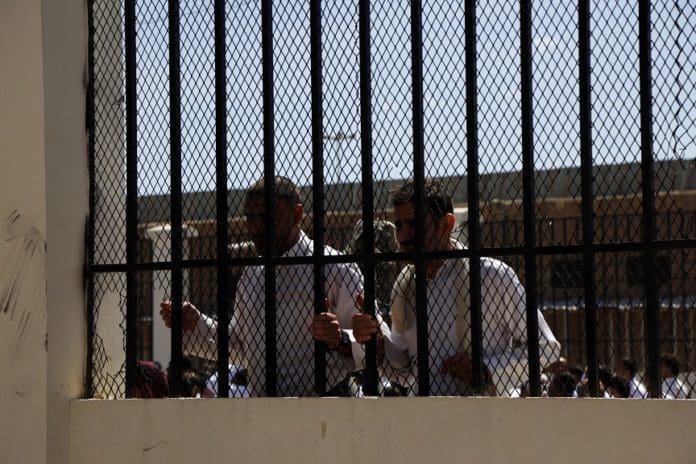 Prisoners are seen before being released at a prison in Sanaa, Yemen, on Sept. 30, 2019. Yemen's Houthi group released on Monday 290 prisoners, the International Committee of the Red Cross (ICRC) said in a statement. (Photo by Mohammed Mohammed/Xinhua)