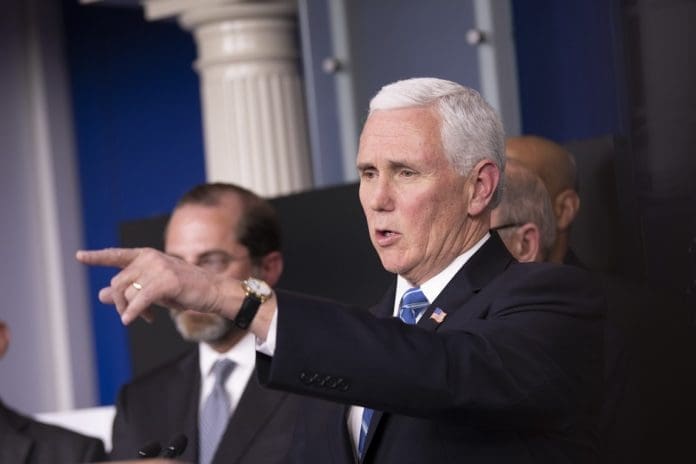 U.S. Vice President Mike Pence gestures as he attends a press conference on the COVID-19 at the White House in Washington D.C. March 10, 2020. The number of COVID-19 cases in the United States have topped 1,000 by 11:30 p.m. EST Tuesday (0330 GMT on Wednesday), reaching 1,001 with 28 deaths, according to the Center for Systems Science and Engineering (CSSE) at Johns Hopkins University. (Xinhua/Liu Jie)