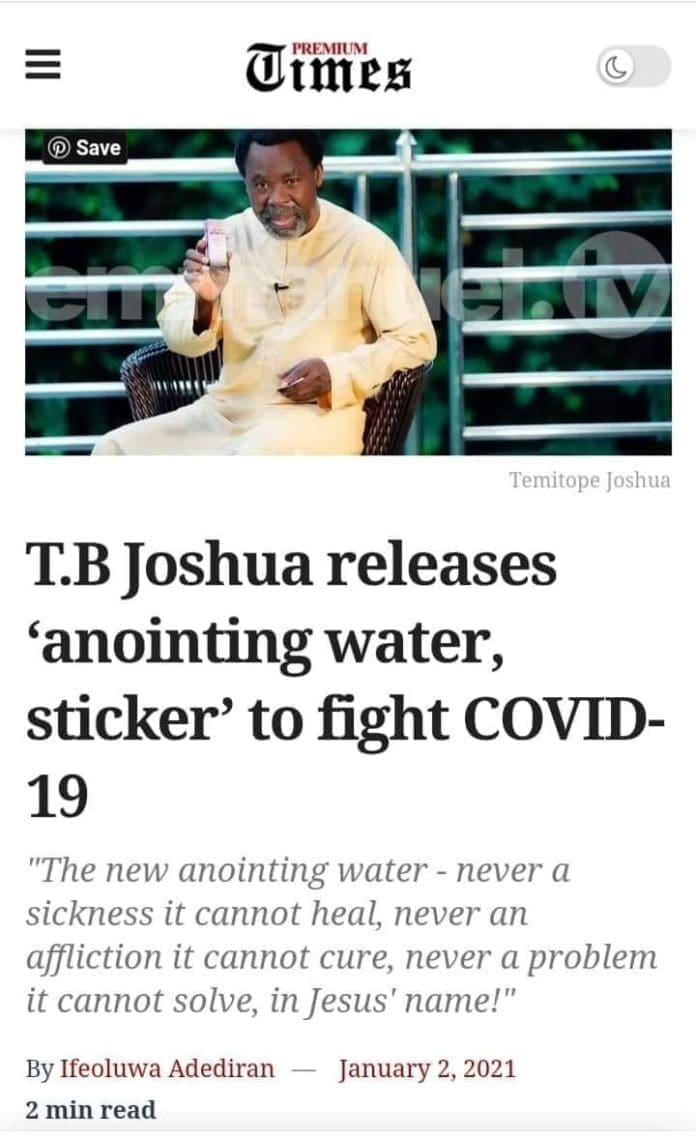 Joshua's anointing water