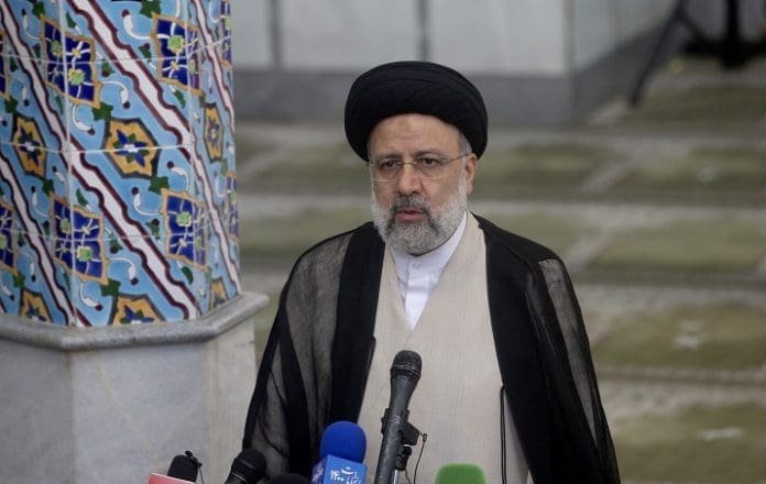 Ebrahim Raisi speaks after casting his ballot at a polling station in Tehran, Iran, June 18, 2021. Ebrahim Raisi won Iran's presidential race by securing over 60 percent of votes, the Iranian Interior Ministry announced on Saturday. (Photo by Ahmad Halabisaz/Xinhua)