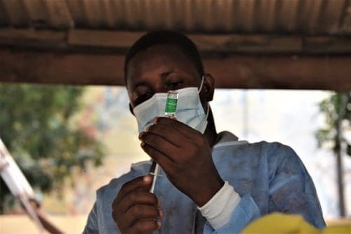 A nurse prepares to administer the COVID-19 vaccine at a hospital in Accra, Ghana, on March 2, 2021. The government of Ghana Tuesday rolled out a program to commence the mass vaccination of people living in some 43 epicenter-districts in the Greater Accra, Ashanti and Central regions against the COVID-19 pandemic. (Photo by Seth/Xinhua) A nurse prepares to administer the COVID-19 vaccine at a hospital in Accra, Ghana, on March 2, 2021. The government of Ghana Tuesday rolled out a program to commence the mass vaccination of people living in some 43 epicenter-districts in the Greater Accra, Ashanti and Central regions against the COVID-19 pandemic. (Photo by Seth/Xinhua)