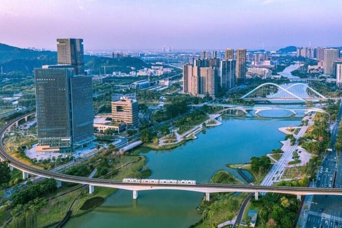 Photo shows an aerial view of Nansha district, Guangzhou, capital of south China’s Guangdong province. (Photo/Official website of Nansha district government)