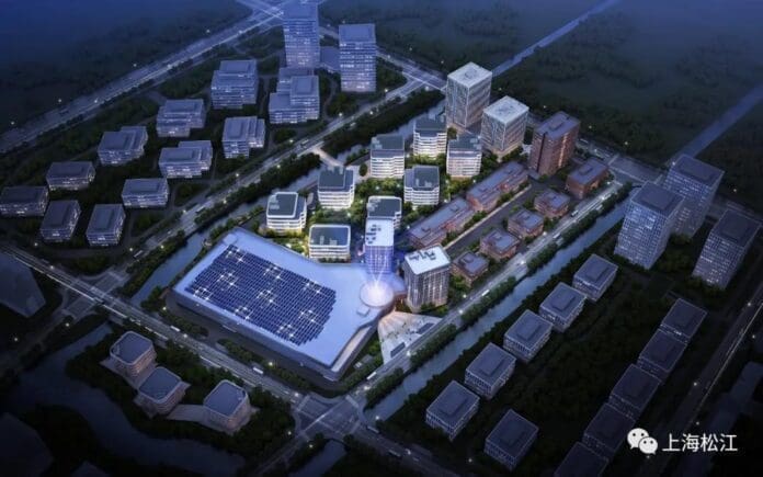 A design sketch of a satellite industrial base at the Lingang Songjiang Sci-tech City in Songjiang district, Shanghai. (Photo/Official WeChat account of the information office of the government of Songjiang district)