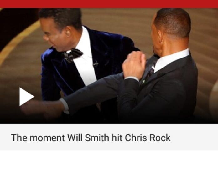 Will Smith hits MC Chris Rock on stage