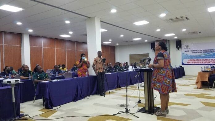 Madam Abena Annobea Asare giving her address