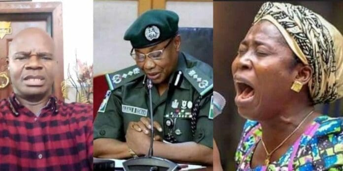 A collage of the husband of Osinachi, the IGP and Osinachi A collage of the husband of Osinachi, the IGP and Osinachi