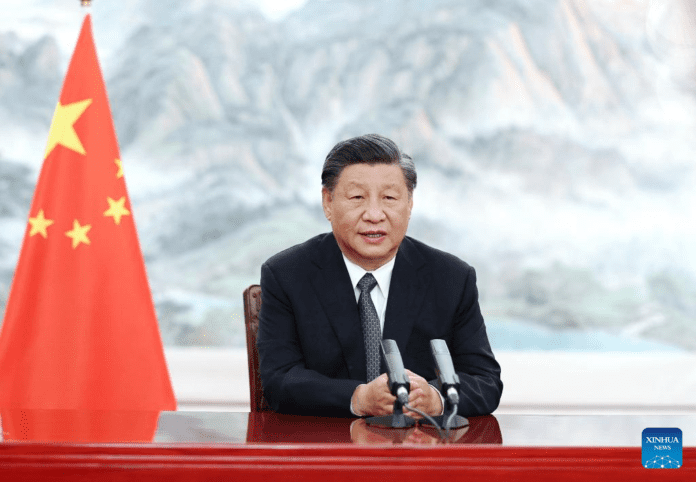 Chinese President Xi Jinping delivers a keynote speech in virtual format at the opening ceremony of the BRICS Business Forum, June 22, 2022. (Xinhua/Ju Peng) Chinese President Xi Jinping delivers a keynote speech in virtual format at the opening ceremony of the BRICS Business Forum, June 22, 2022. (Xinhua/Ju Peng)