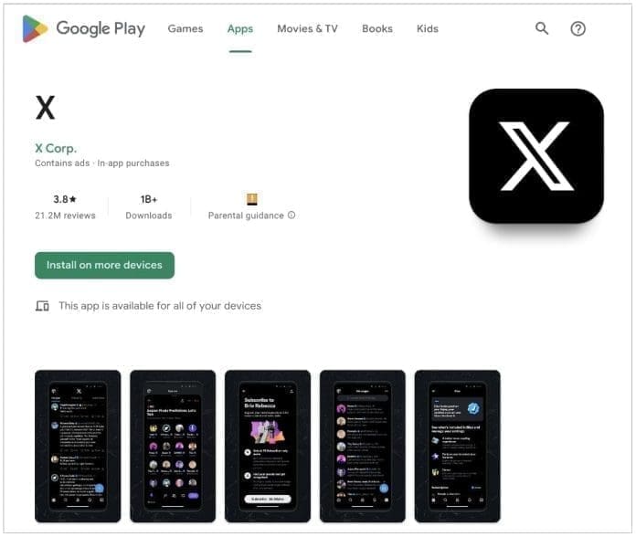 Google Play Store page Google Play Store page