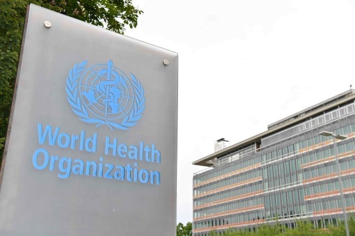 This photo taken on May 21, 2023 shows the logo of the World Health Organization (WHO) with the WHO headquarters in the background in Geneva, Switzerland. (Xinhua/Lian Yi) This photo taken on May 21, 2023 shows the logo of the World Health Organization (WHO) with the WHO headquarters in the background in Geneva, Switzerland. (Xinhua/Lian Yi)