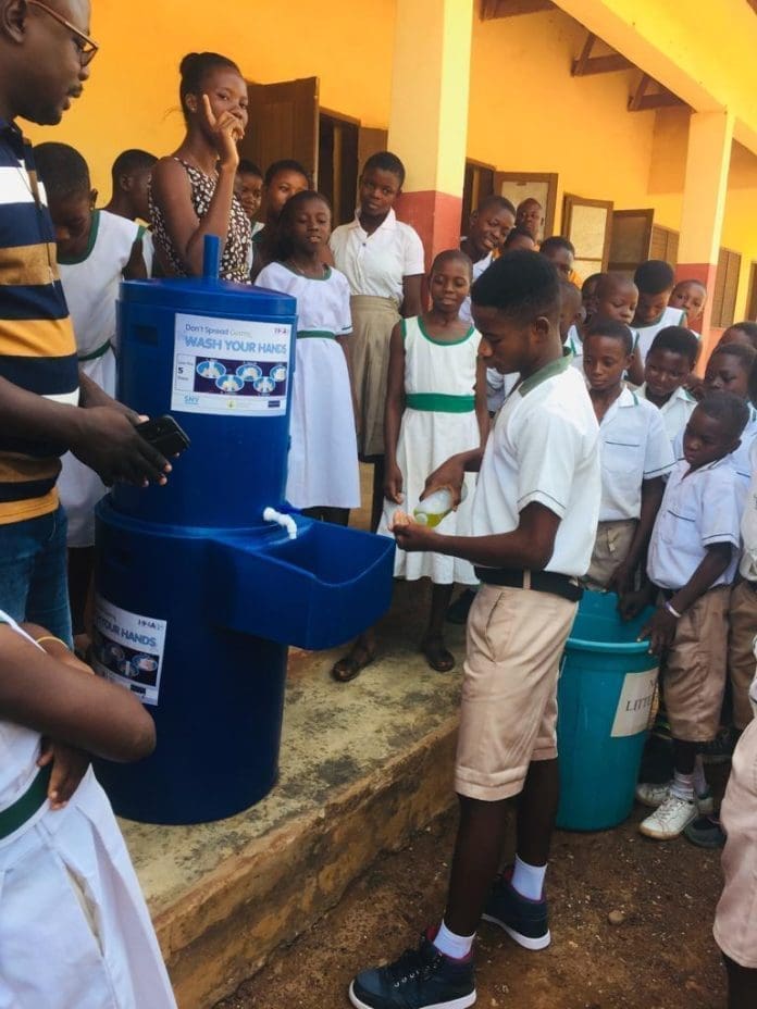 SNV donates Colourful Hand Washing Devices to Basic Schools
