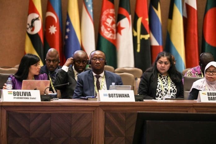 Senior officials from members of the Non-Aligned Movement (NAM) attend a meeting in Kampala, the capital of Uganda, Jan. 15, 2024. Senior officials from members of the Non-Aligned Movement (NAM) on Monday started a two-day meeting, setting the stage for a summit of heads of state and government later in the week. (Photo by Hajarah Nalwadda/Xinhua) Senior officials from members of the Non-Aligned Movement (NAM) attend a meeting in Kampala, the capital of Uganda, Jan. 15, 2024. Senior officials from members of the Non-Aligned Movement (NAM) on Monday started a two-day meeting, setting the stage for a summit of heads of state and government later in the week. (Photo by Hajarah Nalwadda/Xinhua)
