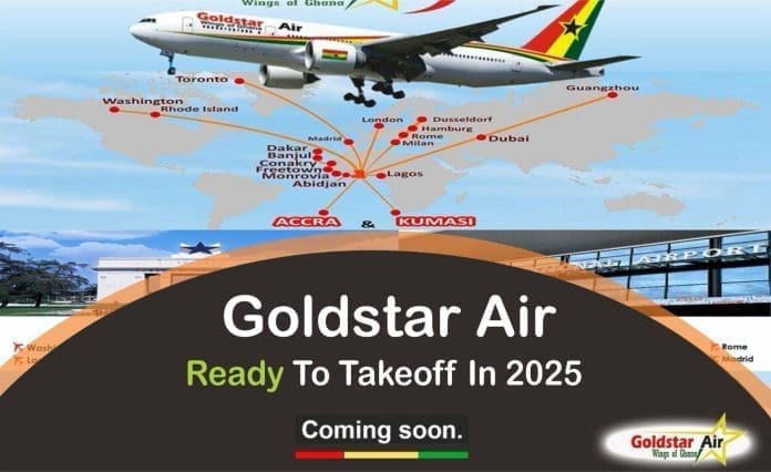 Goldstar Air initial eighteen (18) destinations from Accra and Kumasi. The airline is projecting a fleet of more than one hundred (100) modern aircraft to a network of more than ninety (90) key business and leisure destinations and wants to be recognized among the best one hundred (100) companies in Africa.