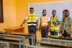 Western North Regional Minister, Hon. Wilbert Petty Brentum, engages contractors during inspection of ongoing projects in Wiawso Municipality Western North Regional Minister, Hon. Wilbert Petty Brentum, engages contractors during inspection of ongoing projects in Wiawso Municipality